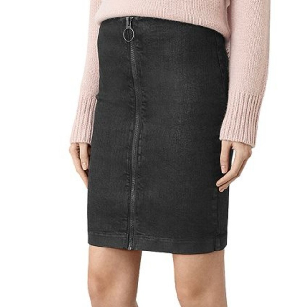 AllSaints Jade Zip Pencil Skirt. Size 6.